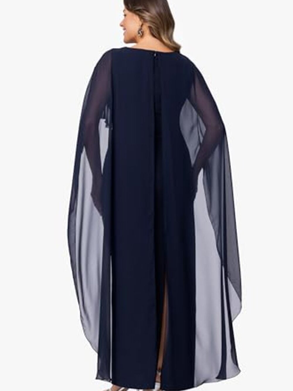 XSCAPE Navy Cape Overlay Formal Evening Gown Plus Size 22W NWT - Picture 7 of 7